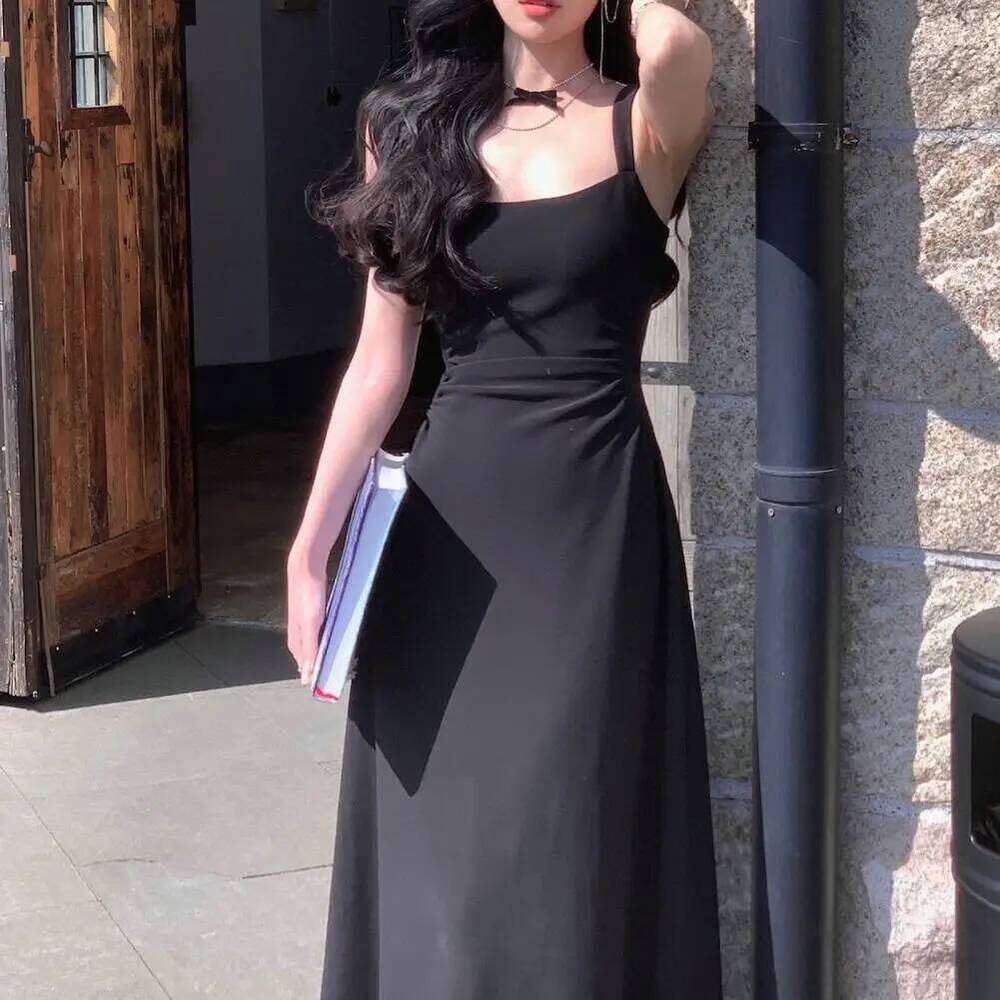 Summer Women Spaghetti Strap Elegant Midi Satin Dresses Wedding Evening Birthday Holiday Backless Prom Clothes New C260312