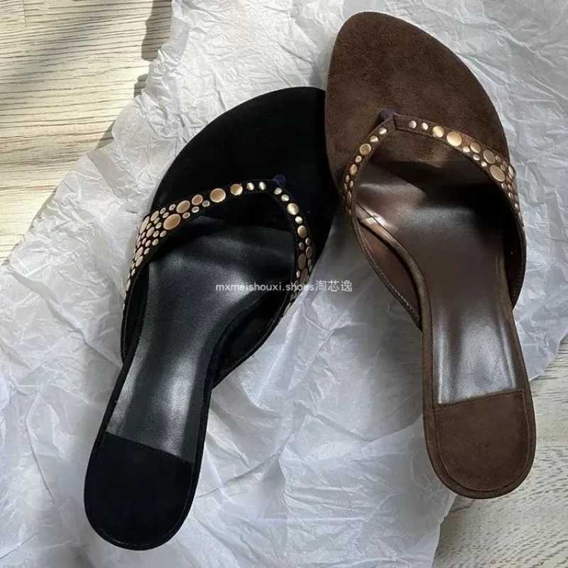 Studded High Heel Shoes Women Summer Flip Flop Sandals Sexy Thin Heels Shoes Designer Sandals Sandalen Sandalias K260312