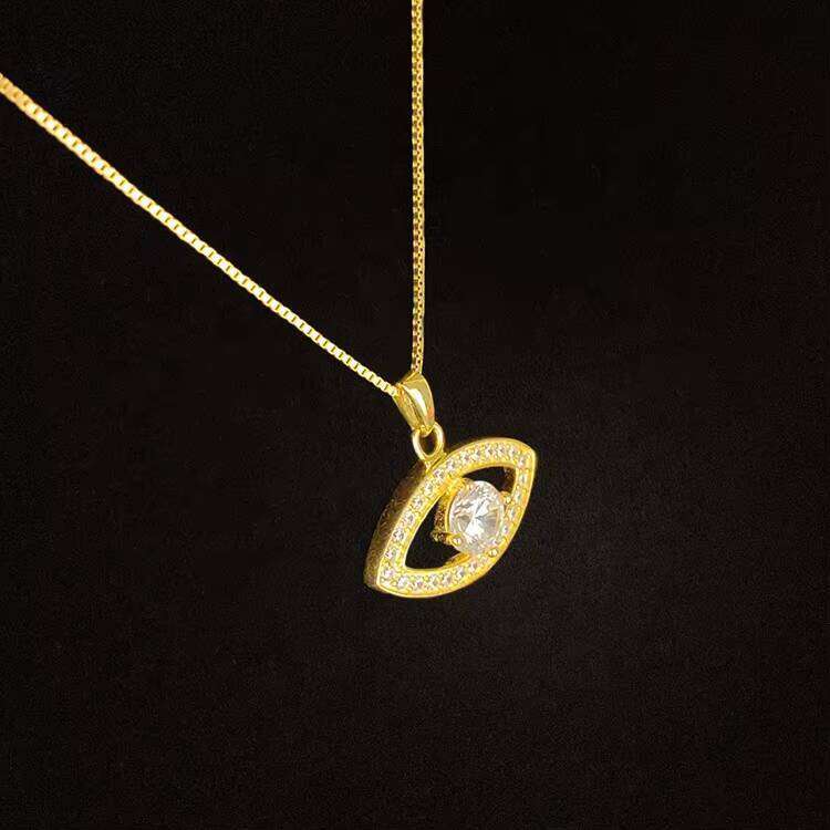 gold Vermeil Pendant Necklace Pure Sier VVS Moissanite Evil Demon Eye Fine Jewelry for Women and Men Gift
