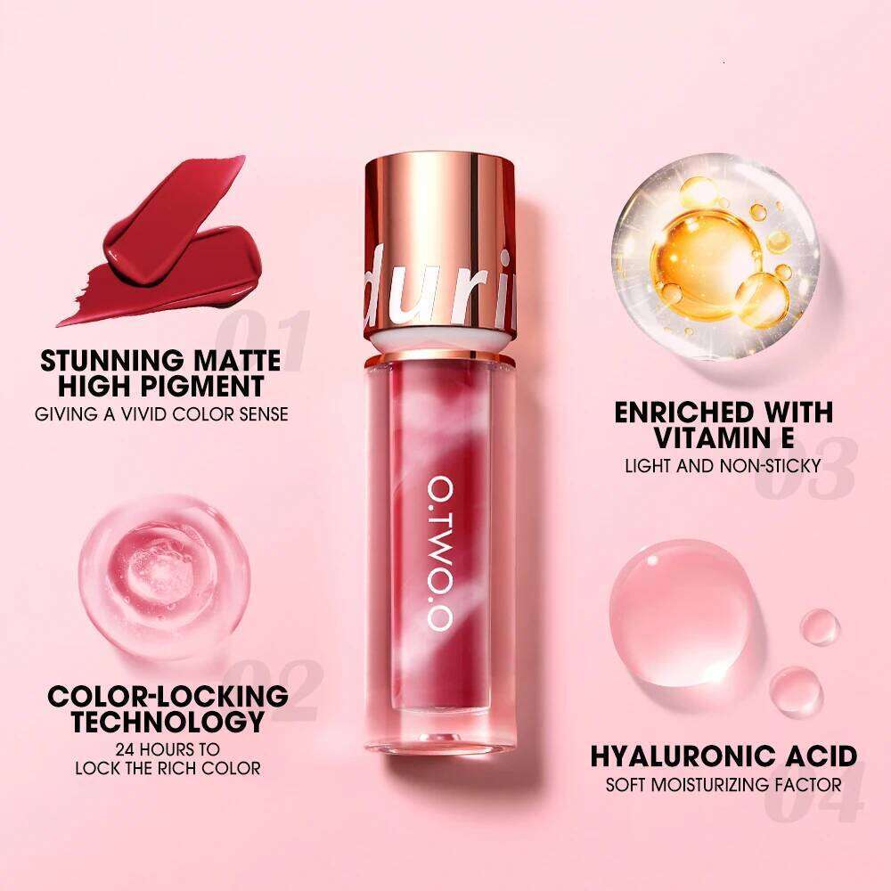 Wholesale O.TWO.O Newest Lipstick Waterproof Makeup gloss Rose Rouge Silk Liptint Matte Sexy Red Lip Stain Liquid Lipgloss W260311