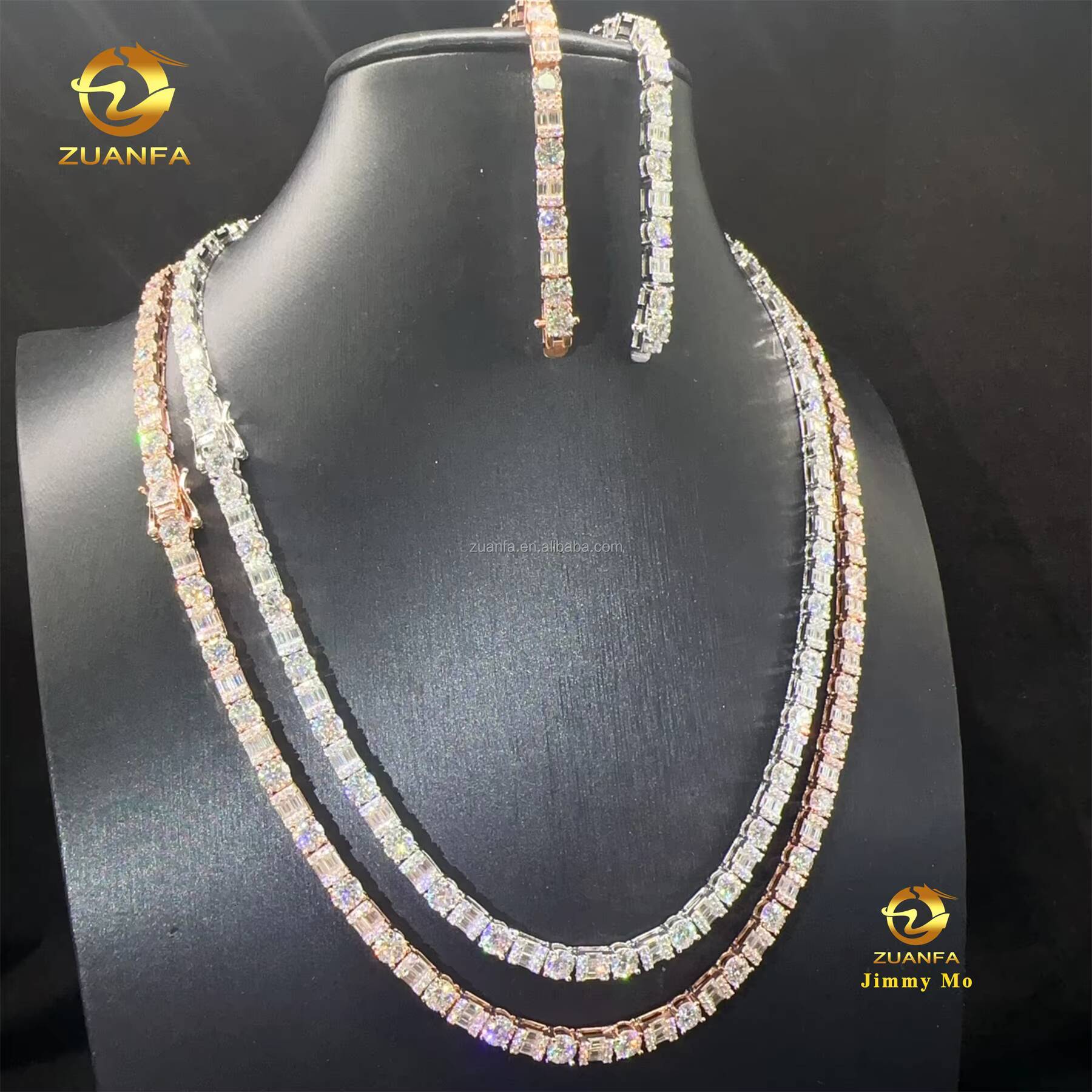 New Trendy New Arrivals Hot Selling Iced Out Hip Hop 925 Silver VVS1 Moissanite Diamond Cluster Tennis Chain Bracelet