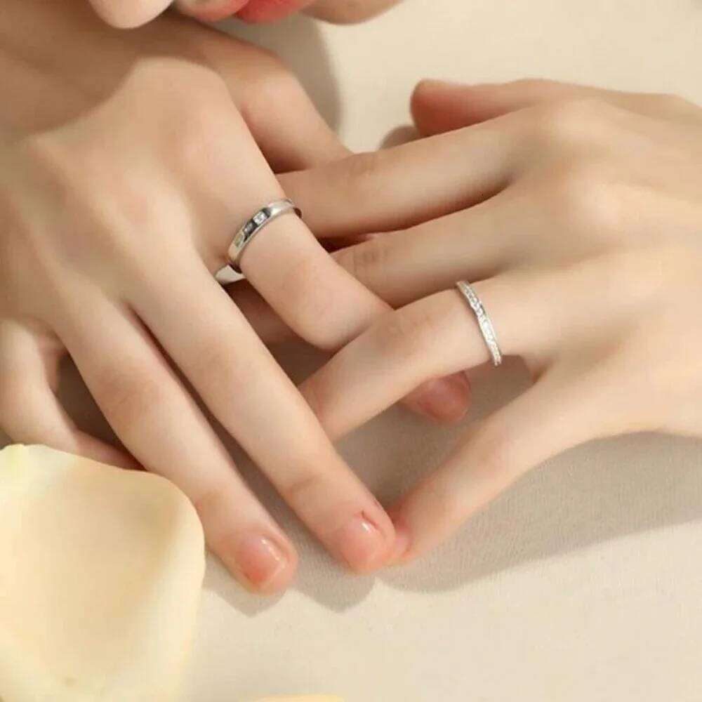 2025 Hot Sale Copper Plated Platinum Adjustable Couple Rings Overlap Opening Finger Jewelry Valentine Gift Drop Shipping W260311