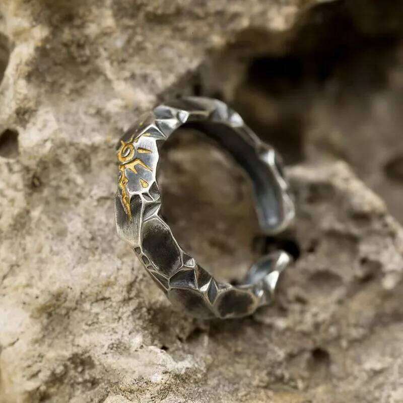 Wishing Stone Self-Discipline for Men, Thai Silver High-End Men's Open Ring H260312