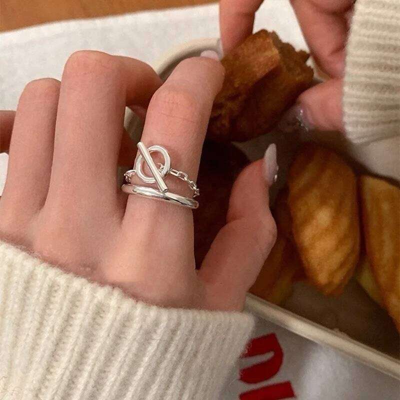 BF CLUB 925 Sterling Silver Rings For Women Open Minimalist Retro Chain Ring Creative Anillos Bague Fine Jewelry H260312