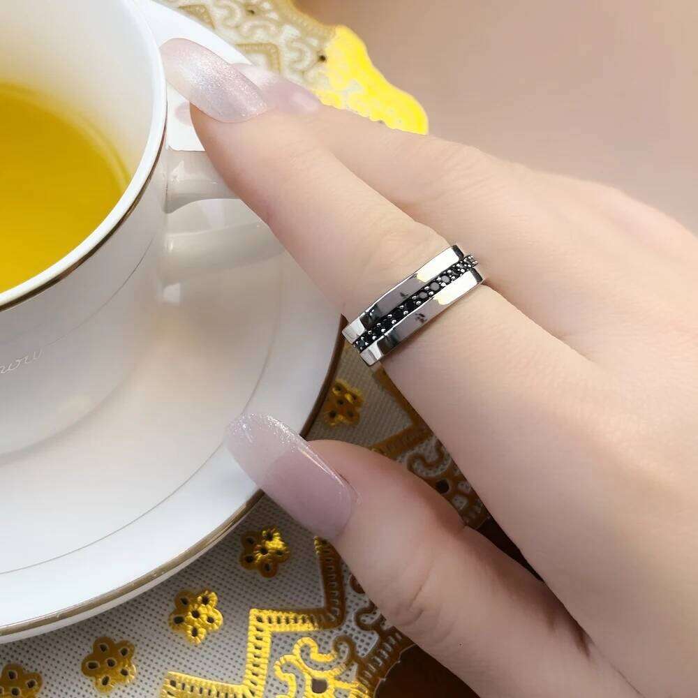 Band Ring Eternity Classic Black Europe Style Fine Jewerly For Men & Women Gift In 925 Sterling Silver H260312