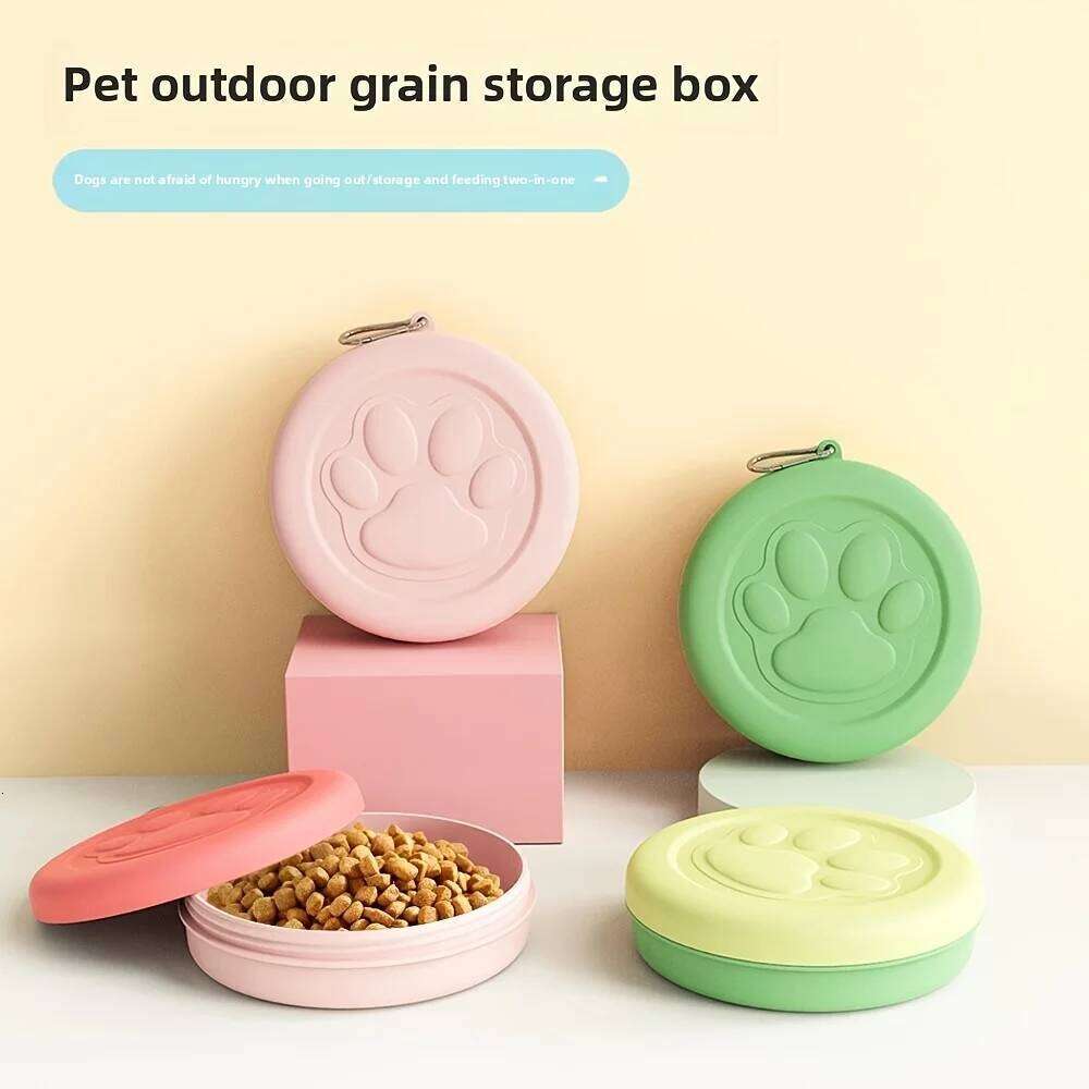 1pc Travel Pet Portable Food Snack Box Multifunctional Dog and Cat Outdoor Bowl Feeding Water 26Y0312