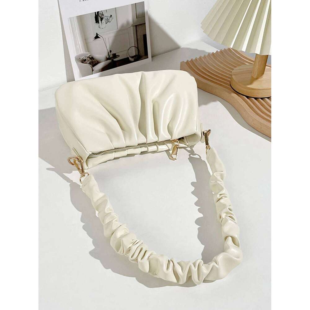 Niche Designed Ruched Solid Color New Style Fashionable Versatile Women S Shoulder Handheld Bag TIANOUDAISHU