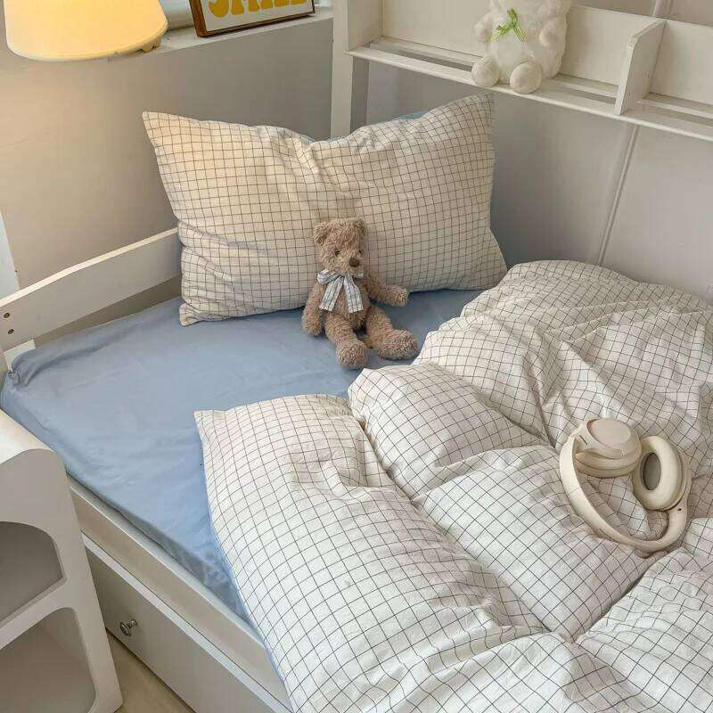 Quality Soft Cotton Duvet Cover Pillowcase Flat Sheet 3pcs Set Home Textiles Bedding Adjustable 0.9-1.2m Bed H260312