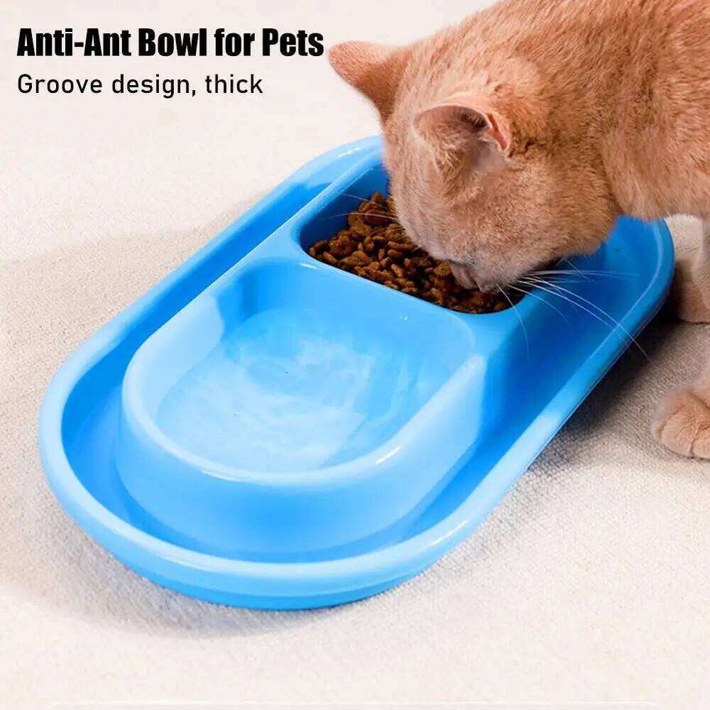 Pet Feeding Double Bowls Plastic Anti Food Water For Dogs Cats Puppy Automatic Dog Feeder Dispenser Karate for Ants 26Y0312