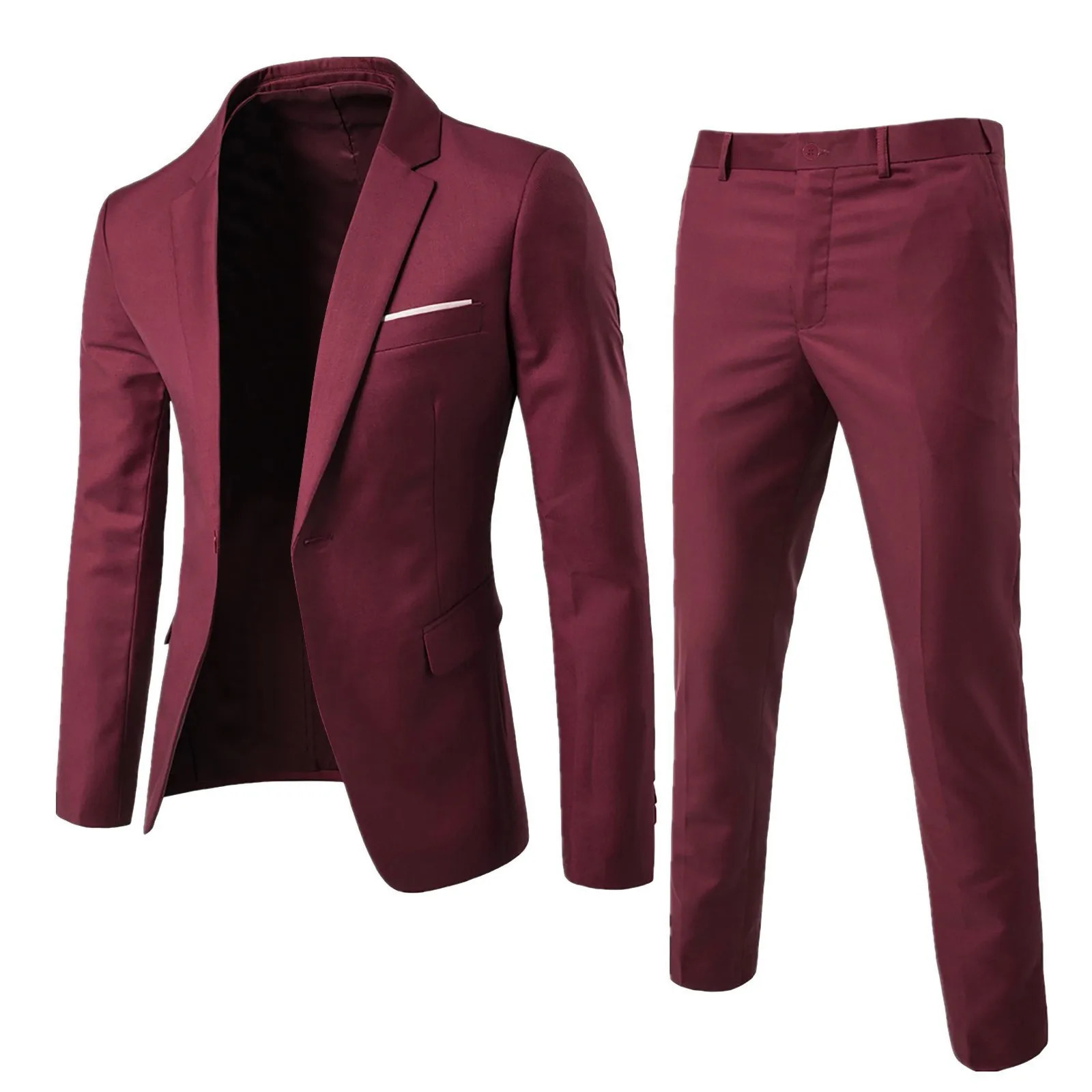 Suits Men Two Piece Sets Pant Set Blazer Turn Down Collar Full Sleeve Slim Fit Tight Waist Coat Long Pants Wedding Fabric Upgade 260306