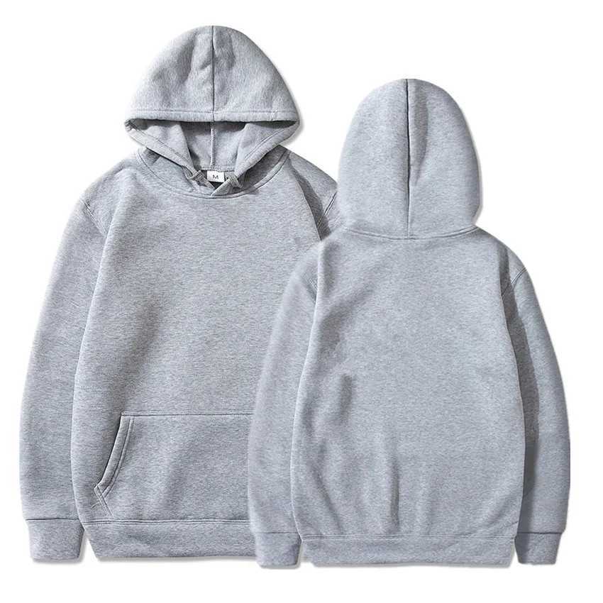 Autumn fashion loose tops solid colour hooded polyester mens sweatshirt simple casual M260312