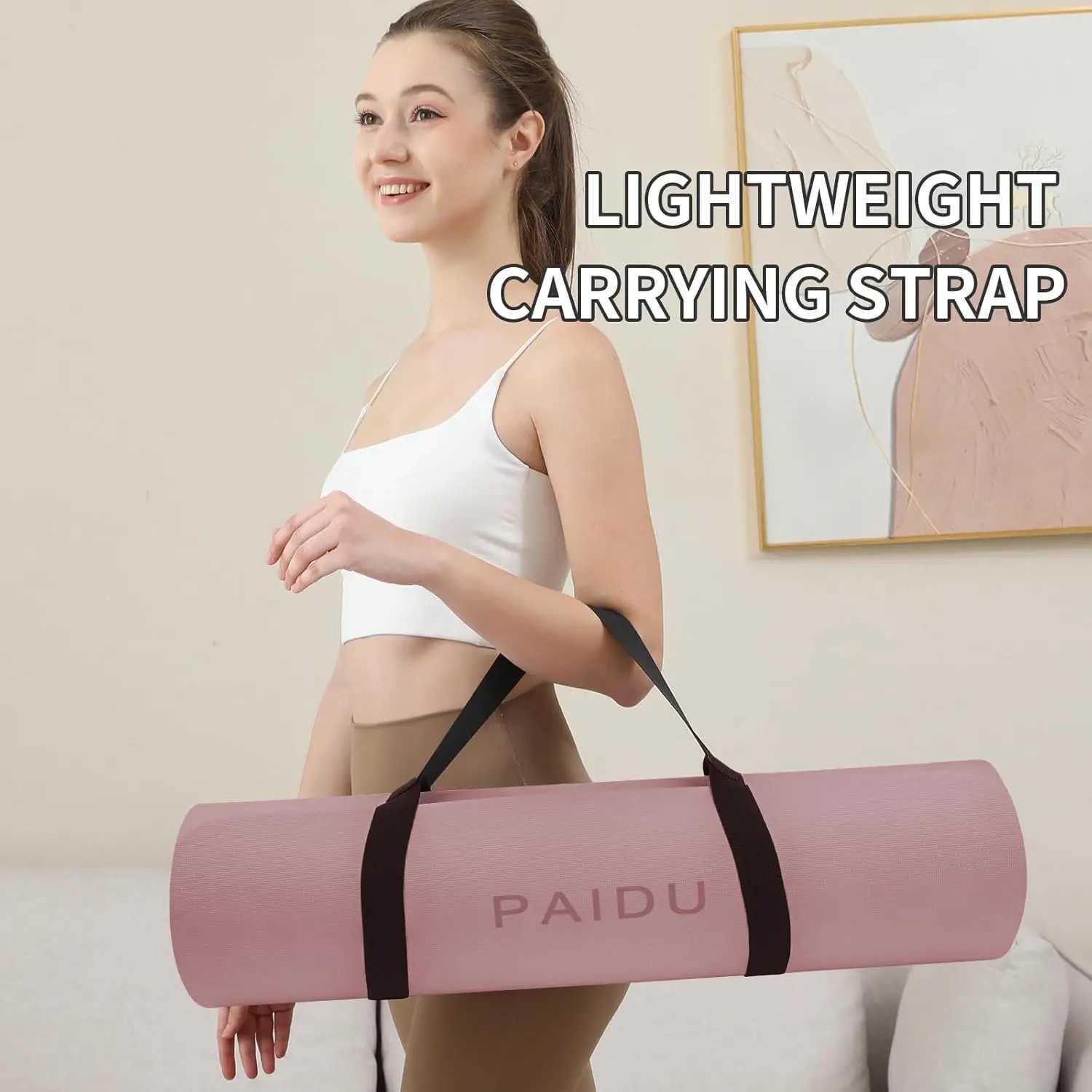 Non-Slip Anti-Tear Extra Thick 10mm Yoga Mat High Resiliency for Workout Yoga Pilates 72x24 inches with Strap M260312