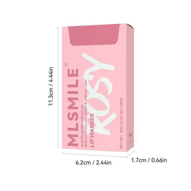 MLSMILE Non-stick Cup Dye Long-lasting Easy To Apply Matte Lip Liner Marker Pen Lipstick Water 4 Pcs Set 2025 New W260311