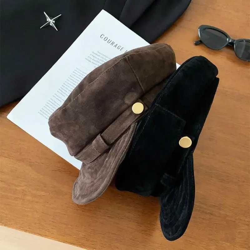 Retro Suede Beret Hat For Women Flat Top Newsboy Cap Autumn Winter Briti Sle Casual Foldable Warm Hat H260312 - view 7