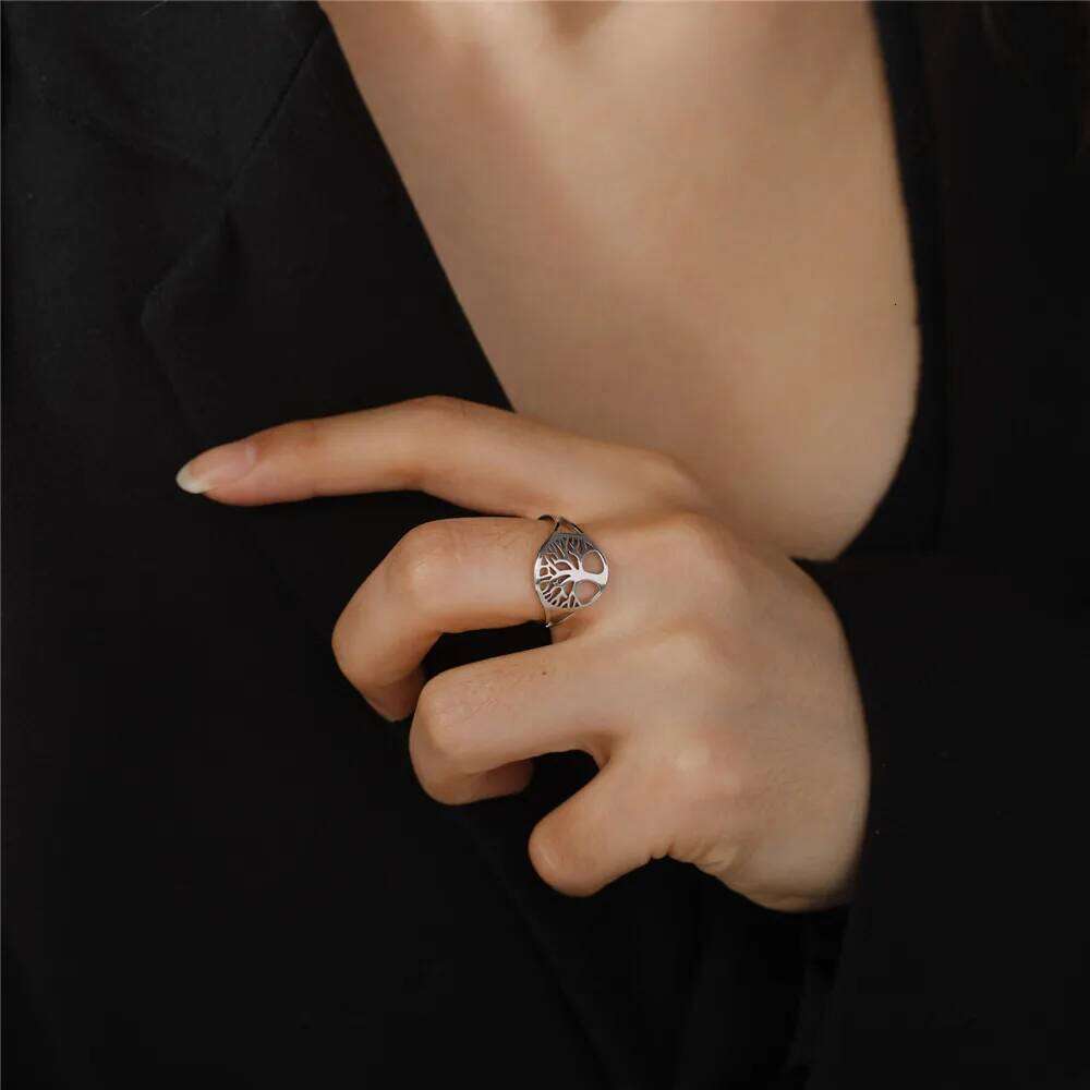 Skyrim Tree of Life Adjustable Ring Viking Stainless Steel Gold Color Finger Rings Jewelry Anniversary Gifts for Women Girl 2022 H260312