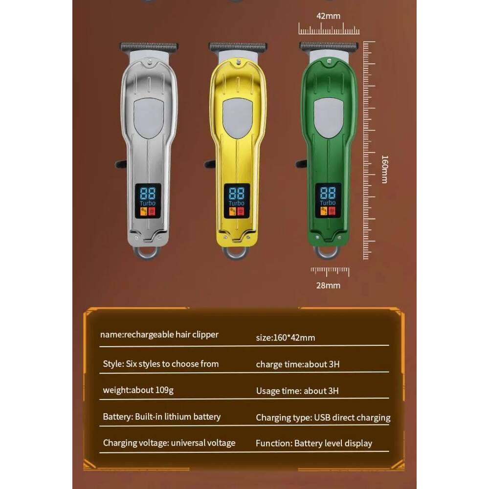 Stainless steel rechargeable home electric hair clipper Beard Trimmer automatic shaver C260312