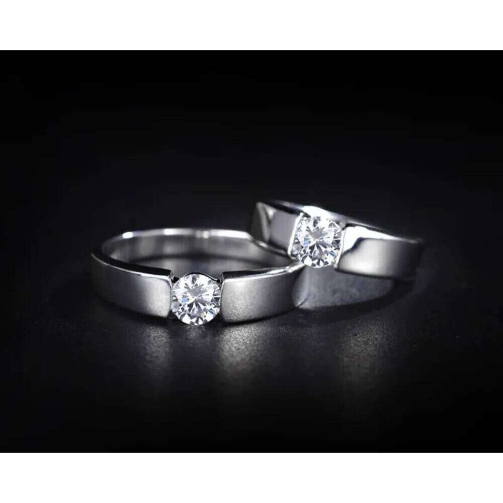 Fine Jewelry Original 925 Sterling Silver Ring Solitaire 6mm 1Ct Diamond Wedding Rings for Women and Men H260312