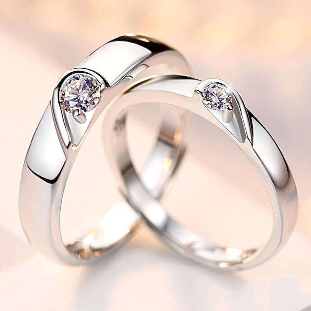 1 Pair Put Heart Together Couple Rings Men Women Adjustable Copper Plated Silver Finger Jewelry Wholesale Drop Shipping W260311