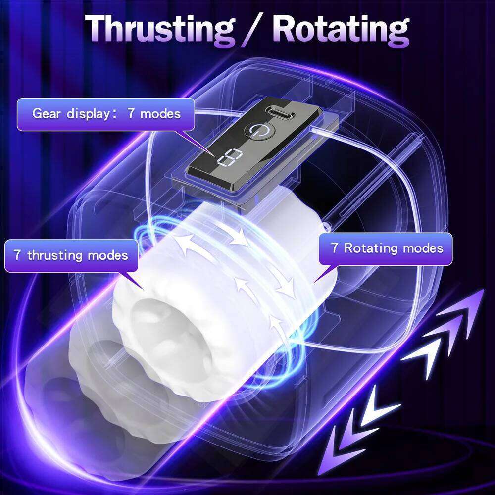 Automatic Telescopic Rotation Vagina Pussy Real Trainer Male Masturbator Pocket Adult Sex Toys for Men Z260311