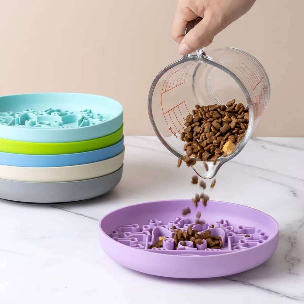 1Pc Silicone Pet Slow Feeder Food Mat Anti-Slip Lick Bowl for Dogs and Cats 26Y0312