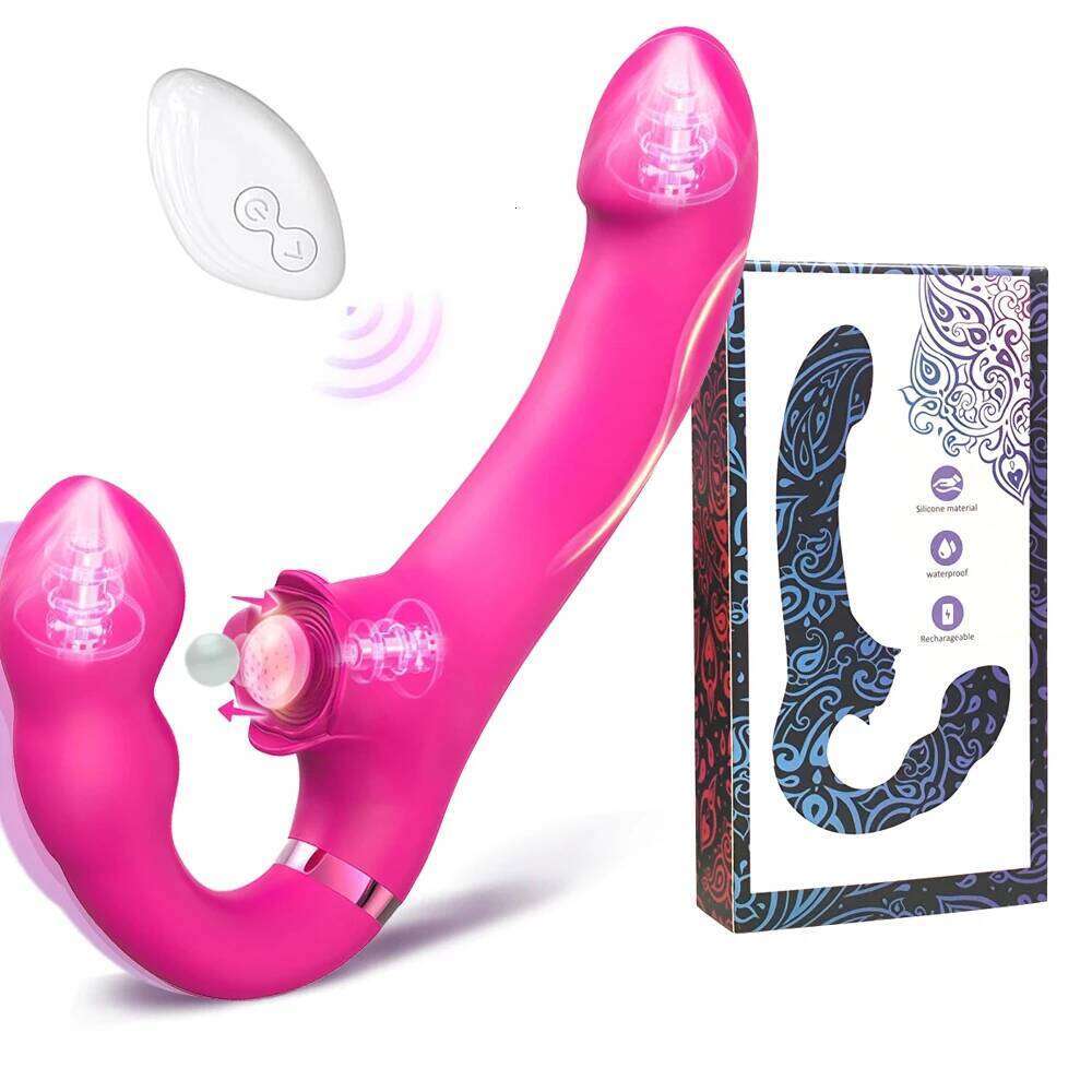 Remote Control Double Ended Dildo Vibrator 5 Flapping 10 Vibrating Vagina G Spot Stimulator Lesbian Sex Toys for Woman Couples Z260312