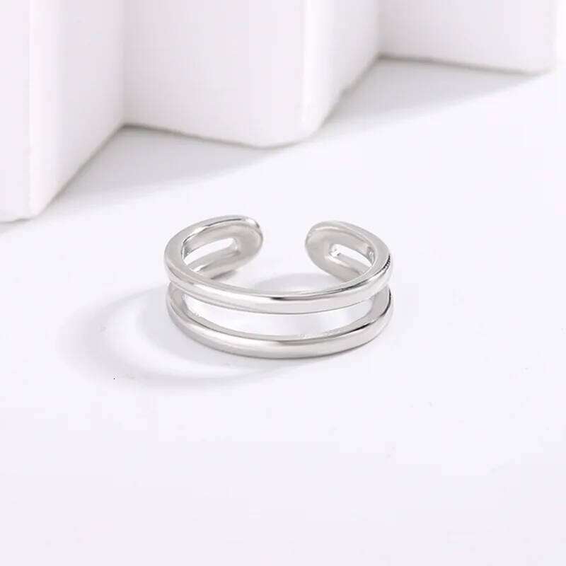 925 Silver Geometry Double-Layer Adjustable Vintage Women's Rings Beautiful High Quality Jewelry Accessories H260312