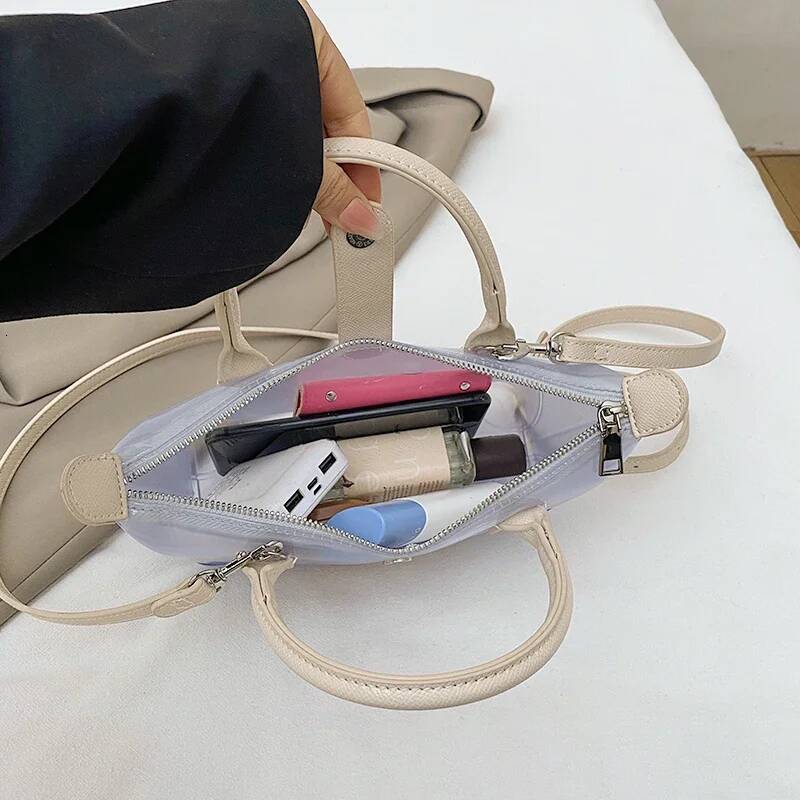 Transparent PVC Ladies Small Handbags Stadium Approved Women Clear Bag Fashion Waterproof Casual Simple Crossbody Shoulder Bags