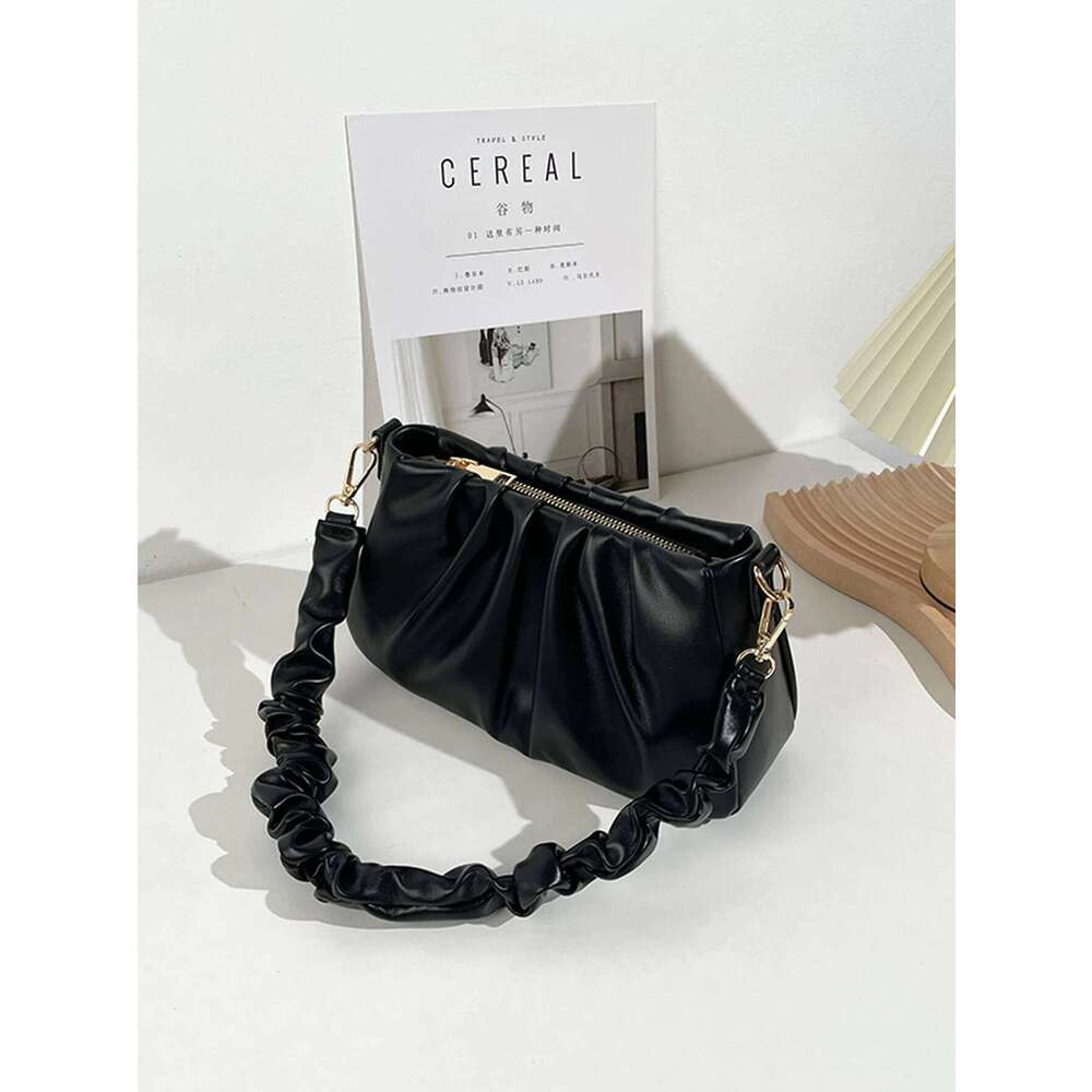 Niche Designed Ruched Solid Color New Style Fashionable Versatile Women S Shoulder Handheld Bag TIANOUDAISHU