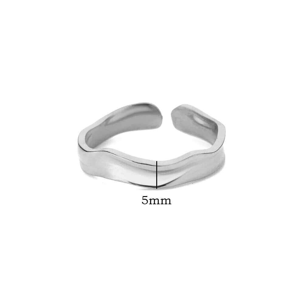 Stainless Steel Minimalist Texture Open Rings For Women Gold Color Wedding Aesthetic Ring Trendy Korean Style Accessories anillo H260312
