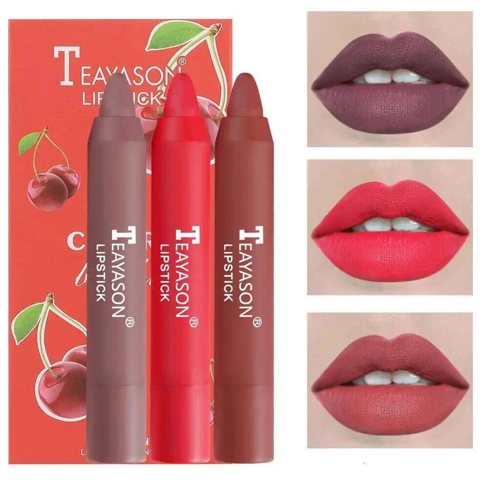 Matte Lipstick Set 3pcs Waterproof Long Lasting Velvet Nude Red Tint Natural Makeup Cosmetic Beauty Sexy Pen W260311