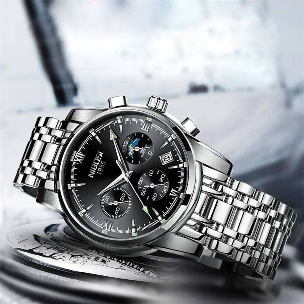 2026 NIBOSI Business Mens Watches Top Brand Luxury Quartz Wrist Waterproof Chronograph Casual Watch Men Relogio Masculino
