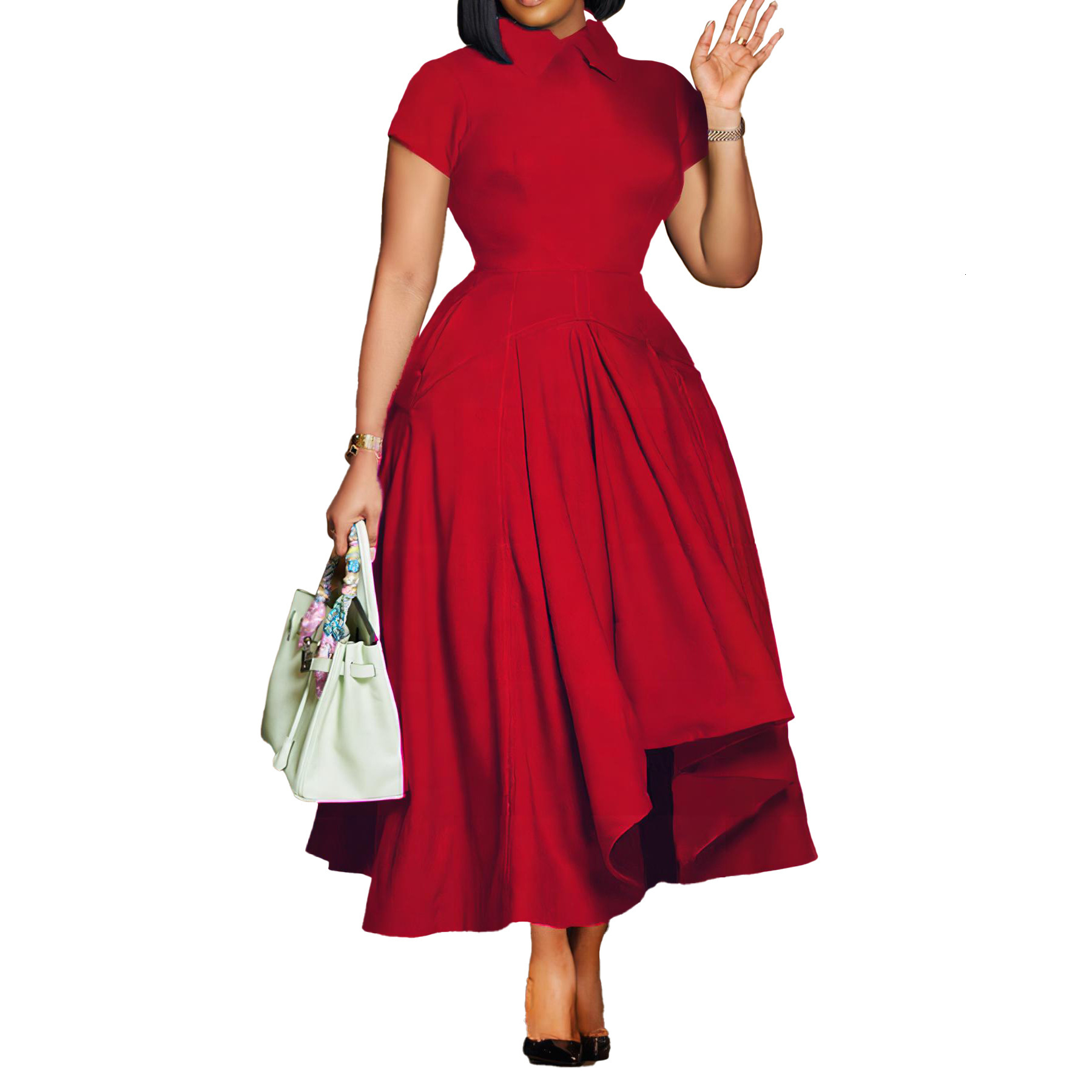D514 Womens Fashion 2024 Summer Elegant High Waist Party Swing Dress Elegant Evening Dress