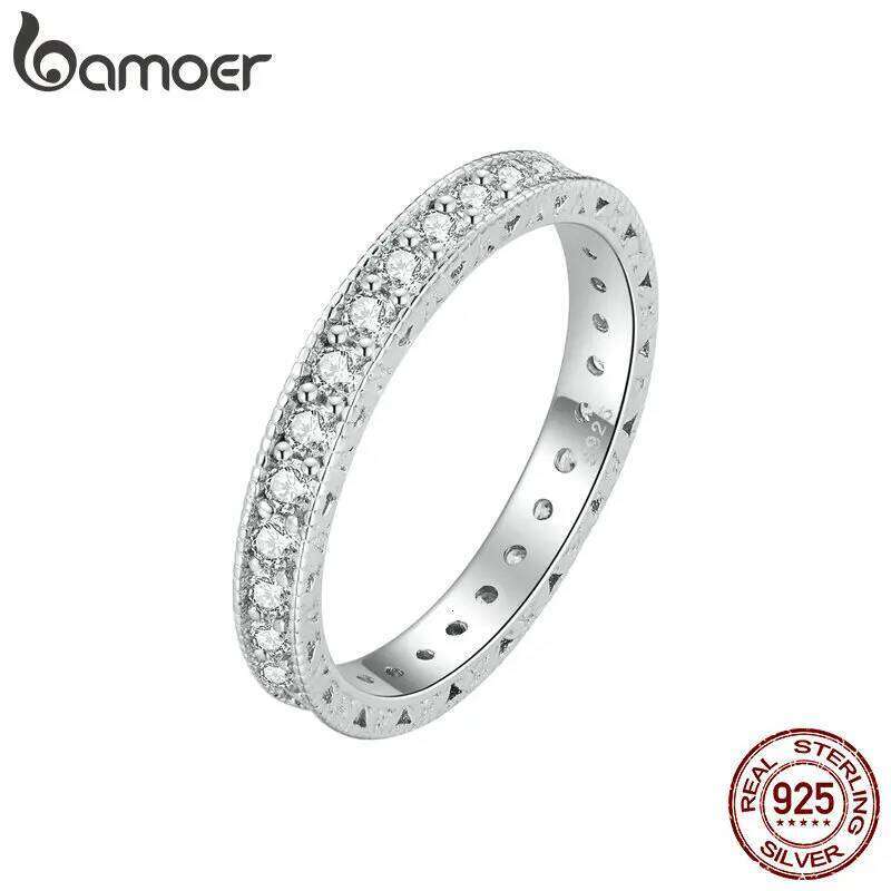 Bamoer 925 Sterling Silver Classic Zircon Engagement Band Promise Bridal Ring Fine Jewelry Gift for Women BSR462 H260312