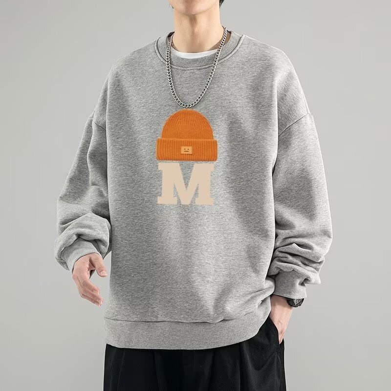 Retro Round-neck Sweatshirt For Men And Women Designer Hoodie Autumn Couple's Oversized Petite Casual Trendy Brand Hoodless