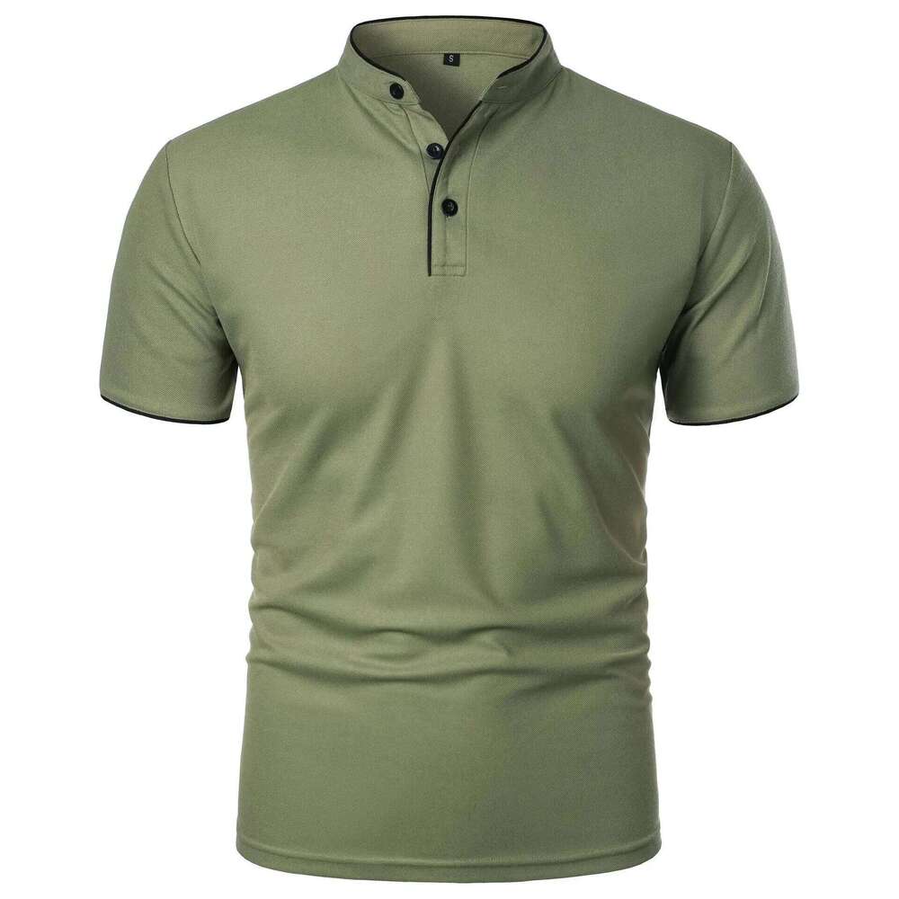 Summer Men's Short Sleeve Collar Tshirts New Solid Color Casual Polo Shirt Trendy Breathable Loose Basic Splice Top 26H0312