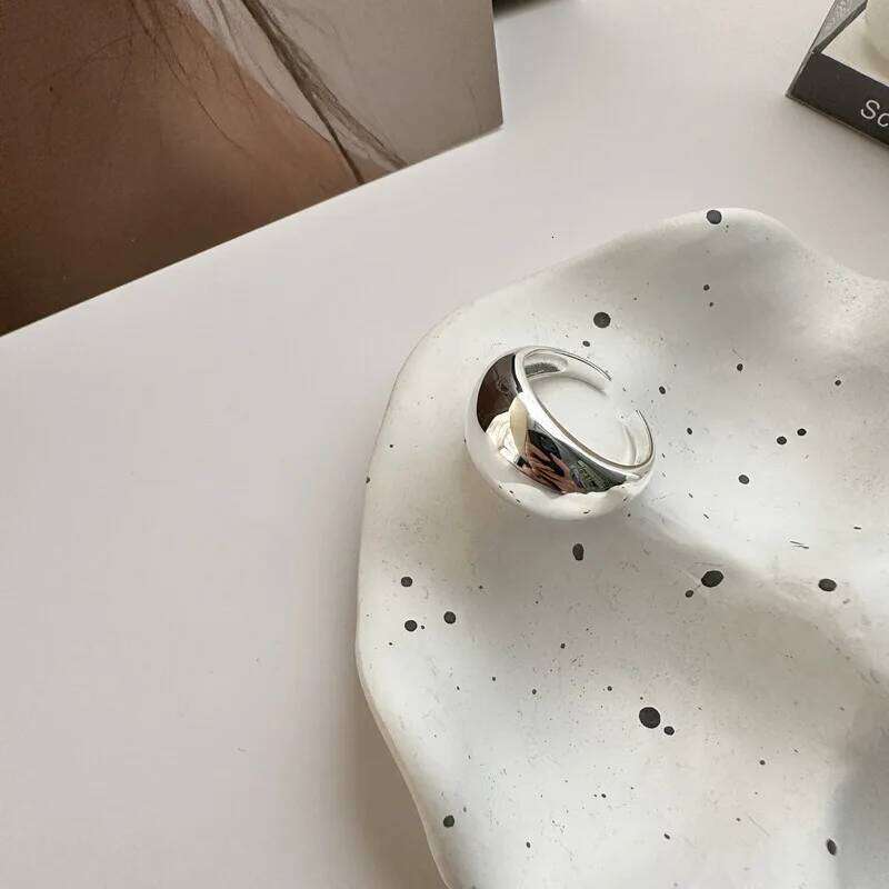 925 Sterling Silver Unique Women Jewelry Finger Adjustable Vintage Smooth Ball Ring For Party Birthday Gift H260312