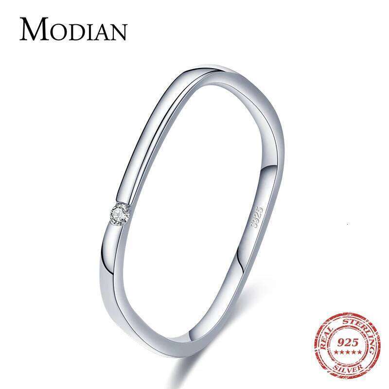 MODIAN 925 Sterling Silver Square Unique Band Fashion Design Finger Rings For Women Gold Color Wedding Statement Fine Jewelry H260312