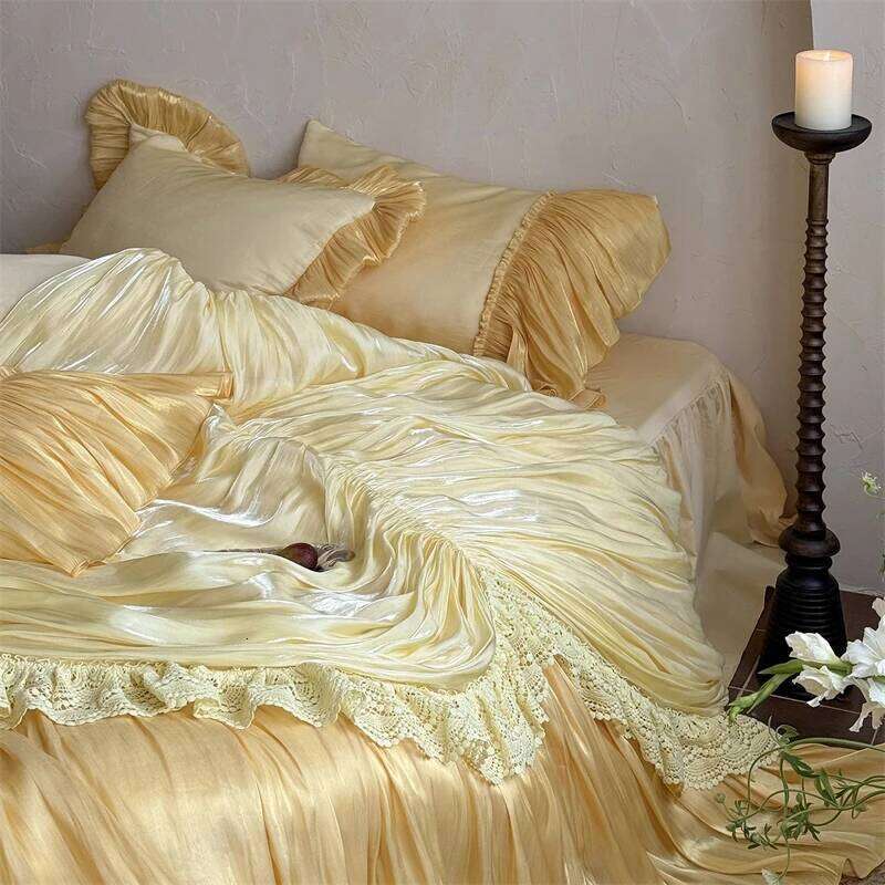 1000TC Egyptian Cotton Vintage French Palace Style Pleated Lace Ruffles Bedding Set Duvet Cover Bed Skirt Pillowcases 4Pcs H260312