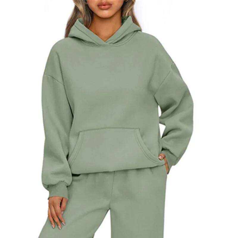Autumn Winter Casual Sports Sweatshirt Solid-color long-sleeve Fashion Loose hoodie Women's tops pullover C260312