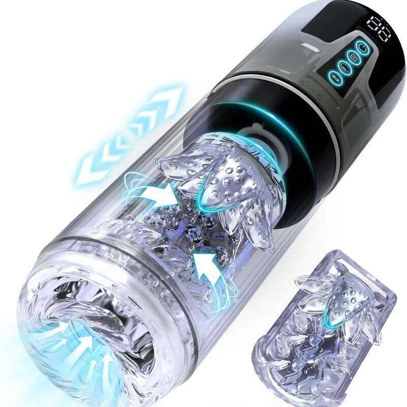 Automatic Male Masturbator Sex Toys for Men with 10 Frequency Squeezing Vibration Thrusting Rotating Hands Free Penis Pump Z260312