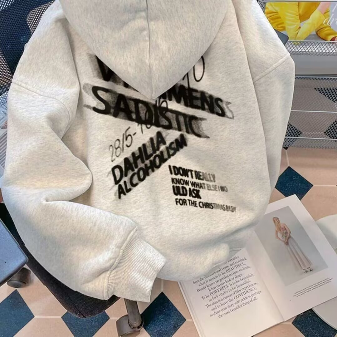 Autumn And Winter Designer Hoodie Light Gray Thin Simple Hooded Sweatshirt For Women Casual Thickened Loose-fit Sweatshirt For Men