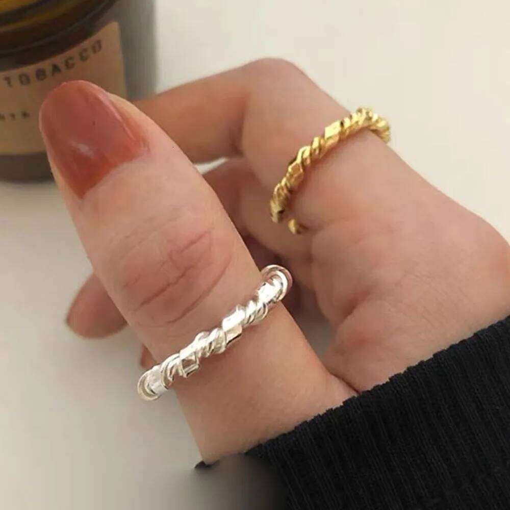 BF CLUB 925 Sterling Rings for Women Simple Geometric Handmade Gold Narrow Irregular Retro Ring Allergy For Birthday Party Gift H260312