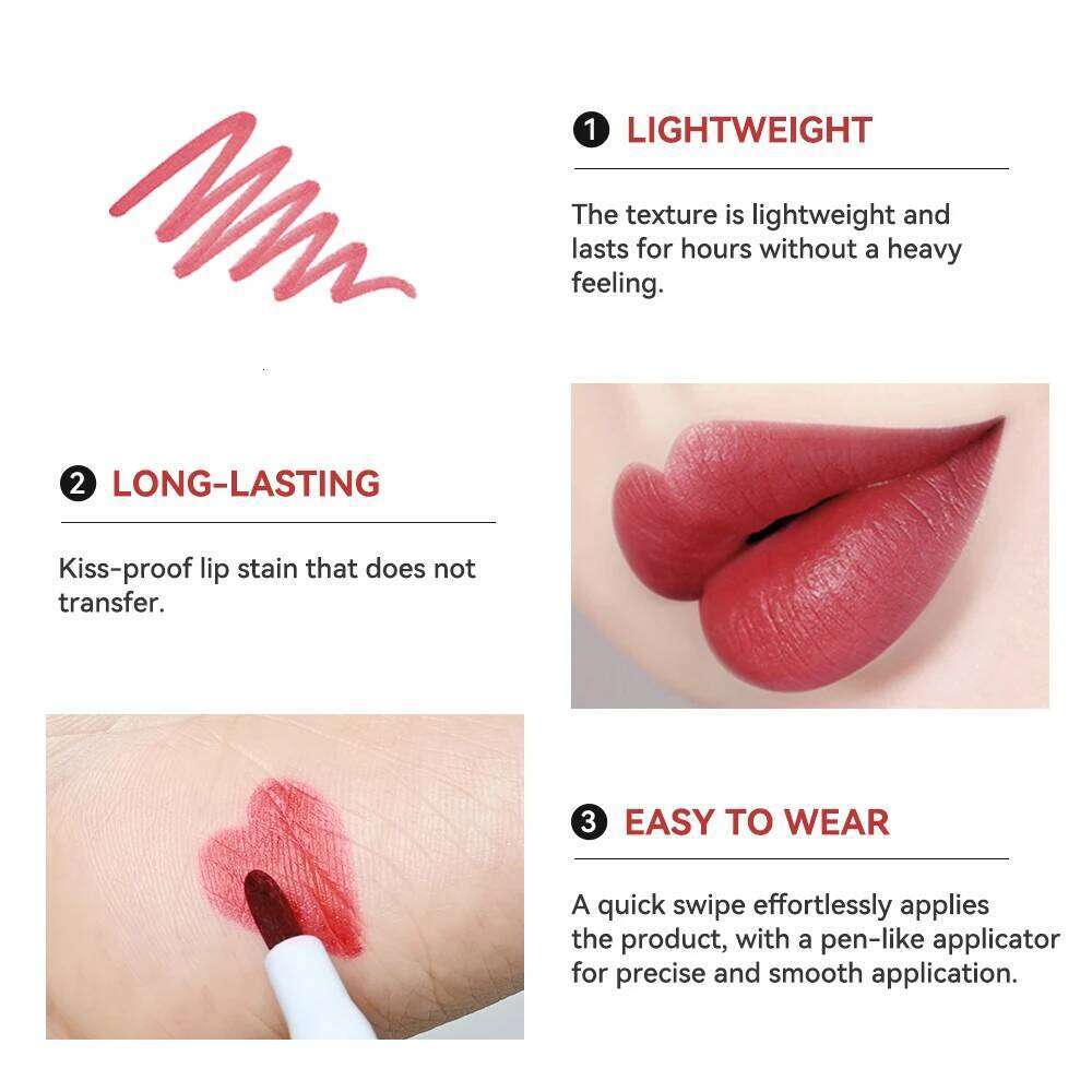 6Colors Stain Pencil Liquid Liner Waterproof Plumping Lip Tint Natural Matte Nude Brown Long Lasting Beauty Makeup Pen W260311