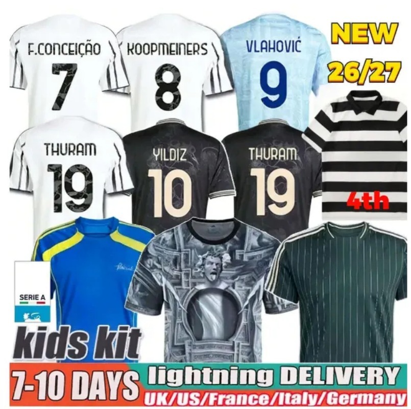 Juventues Jersey 25 26 27 YILDIZ THURAM Maglia Juve Football Shirt Tops Soccer Jerseys 2025 2026 OPENDA BREMER F.CONCEICAO E.ZHEGROVA VLAHOVIC Men Kit KIDS Del Piero