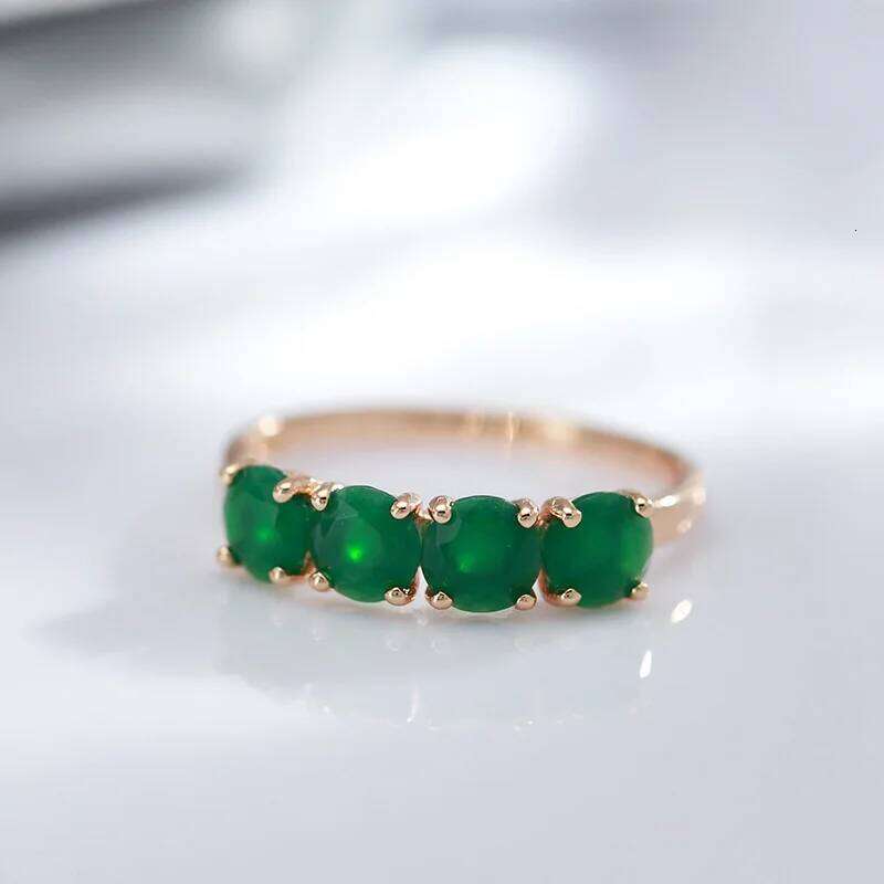 18K rose Gold Ring for Women Natural emerald gemstone Jewelry De Bizuteria Anillos Mujer Gemstone gold Rings Box H260312