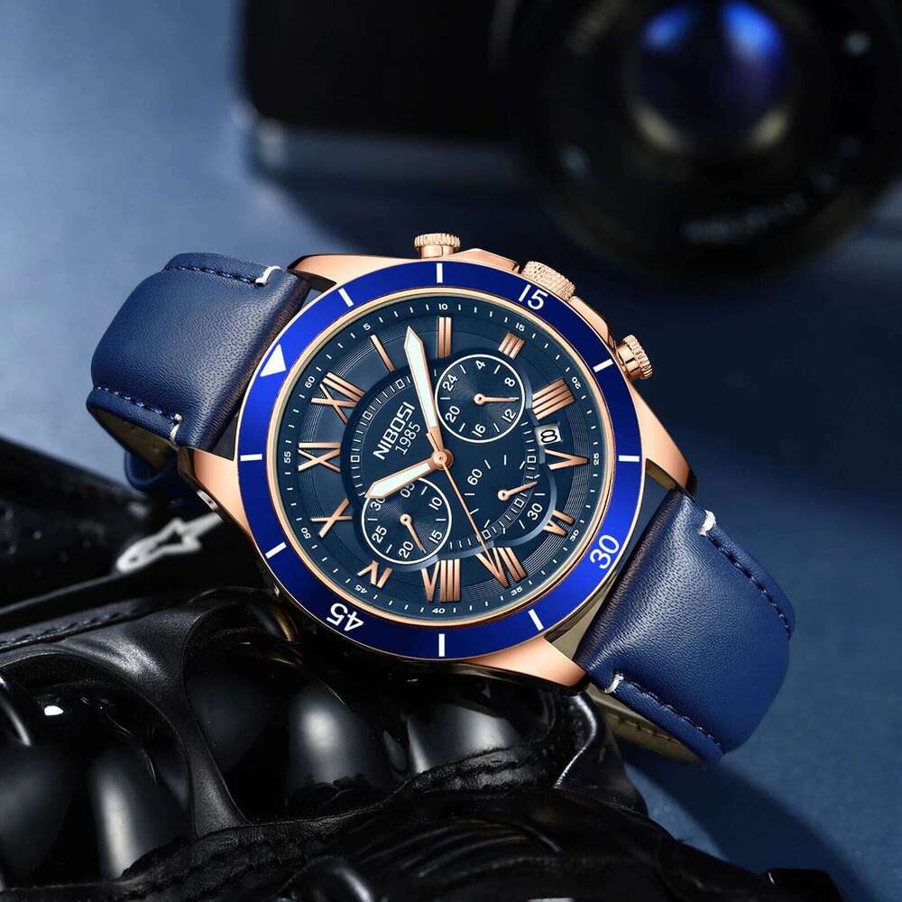 NIBOSI Sport Top Brand Luxury AQUANAUT Quartz Watches for Men Waterproof Luminous Fashion Leather Watch Reloj Hombre