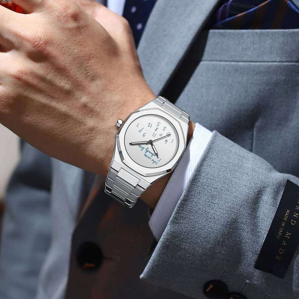 New Fashionable Luxury Creative Graffiti Dial Luminous Steel Strip Men's Quartz Watch Reloj relojes para hombres