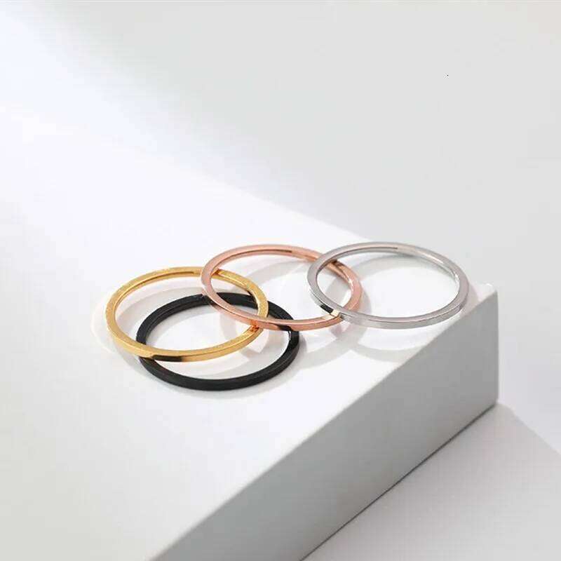 1mm Thin Stackable Stainless Steel Plain Band Knuckle Midi Ring for Women Girl Size 3-10 H260312
