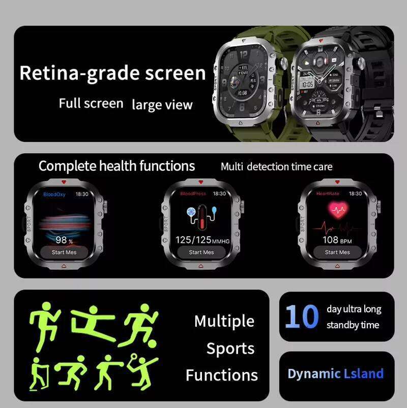 LAXASFIT Outdoor Sports Smart Watch Bluetooth Calling Fitness Tracking LED Flashlight Sleep Monitoring 2025 New Men's smartwatch