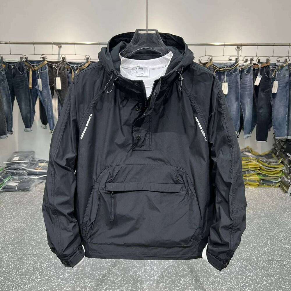 Men's Fashion Long Sleeve Hooded Casual Outerwear with Zipper Pockets Outdoor Work Bomber Baseball Jacket 26H0311